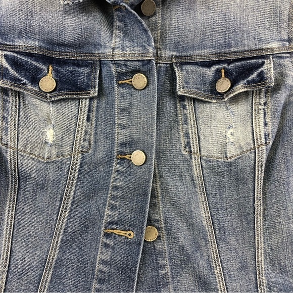 Paige Vermont medium wash denim jean jacket Medium lightly distressed - Picture 7 of 14